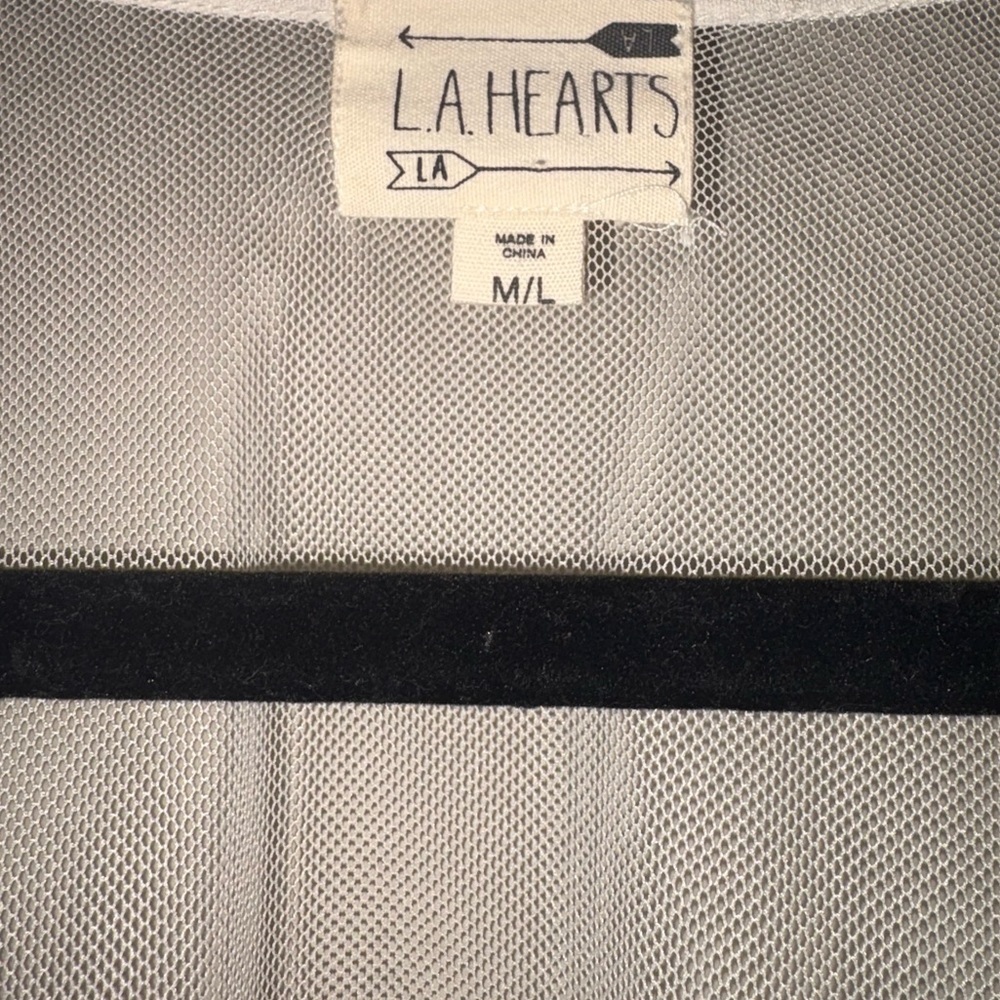 LA Hearts Lace Sheer Off White Kimono with Embroidered Details - Picture 3 of 4